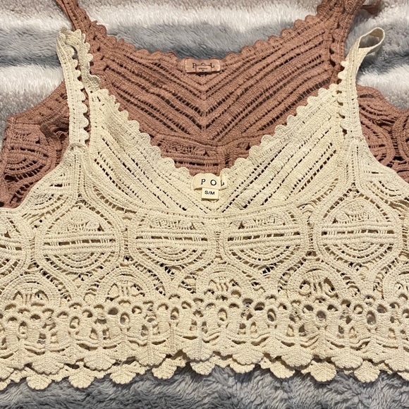 POL Other - NWOT 2 POL Crochet Bralettes in Cream and Dusty Pink